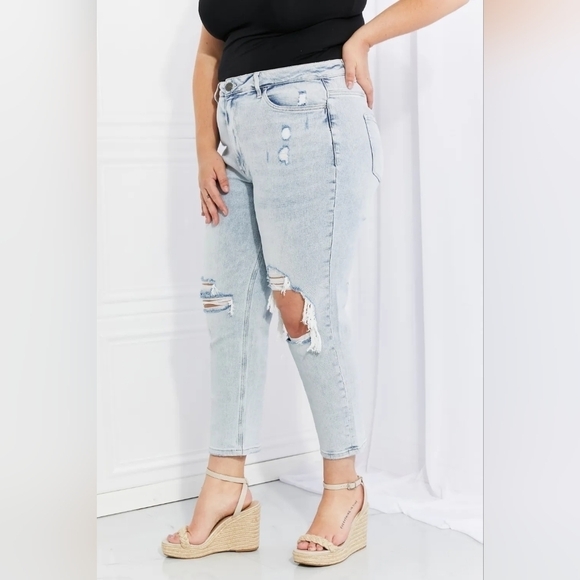 Vervet High Rise Light Wash Slim Straight Ankle Jeans Stretch Erika 20W NEW - Picture 7 of 14